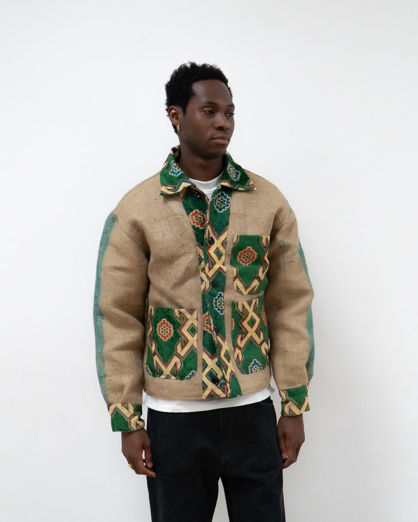 ANOURI - Unisex Oversized Green Burlap Jacket